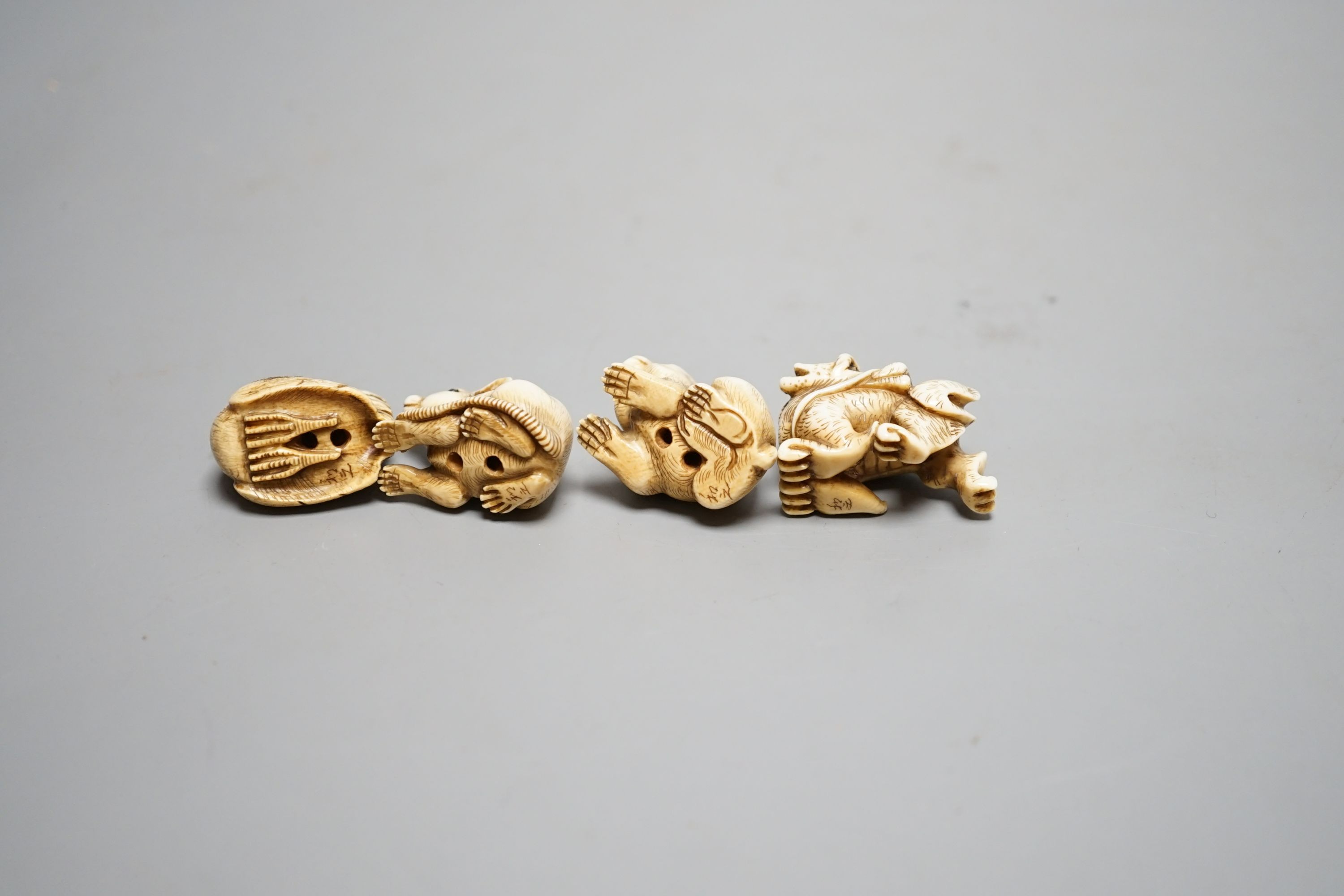 A set of 12 Japanese ivory zodiac animal netsuke, Taisho/early Showa period, signed